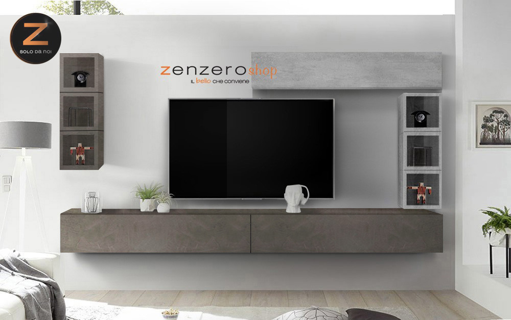 Pareti soggiorno componibili Soggiorno Zenzero parete attrezzata sospesa