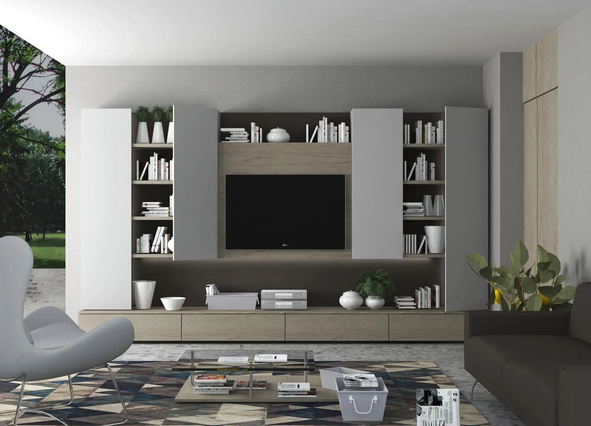 parete moderna con ante