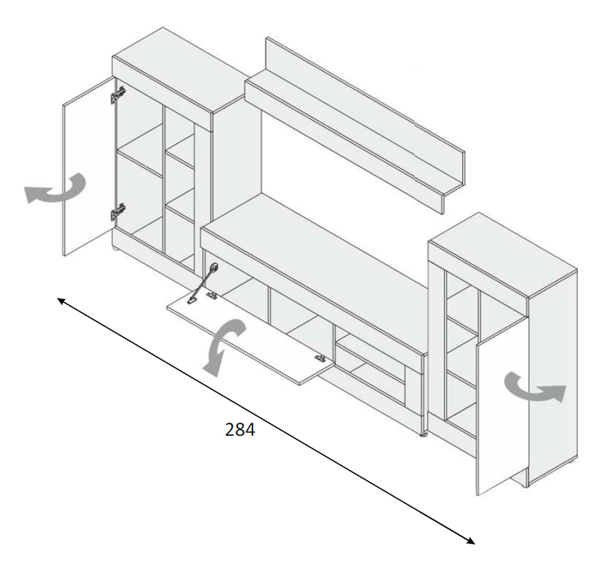 Soggiorno completo in offerta, finitura Rovere nodi e Bianco opaco
