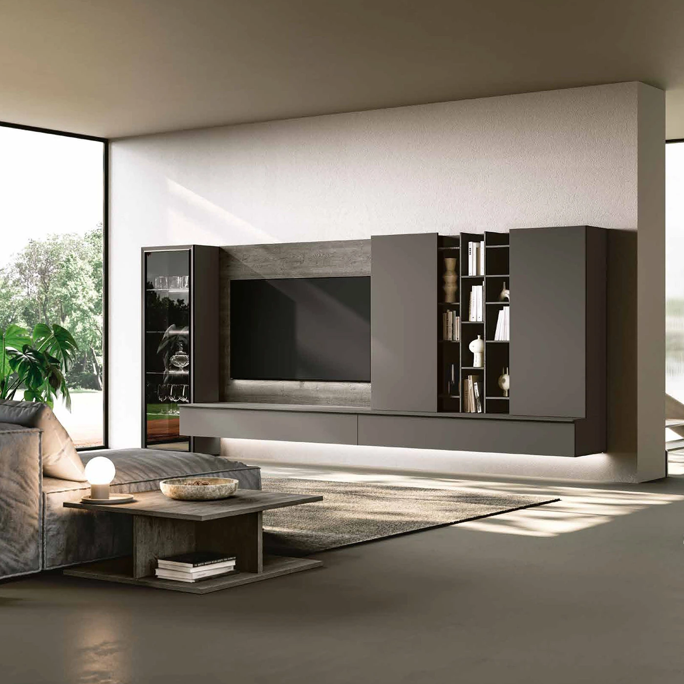 parete sospesa grigia scura