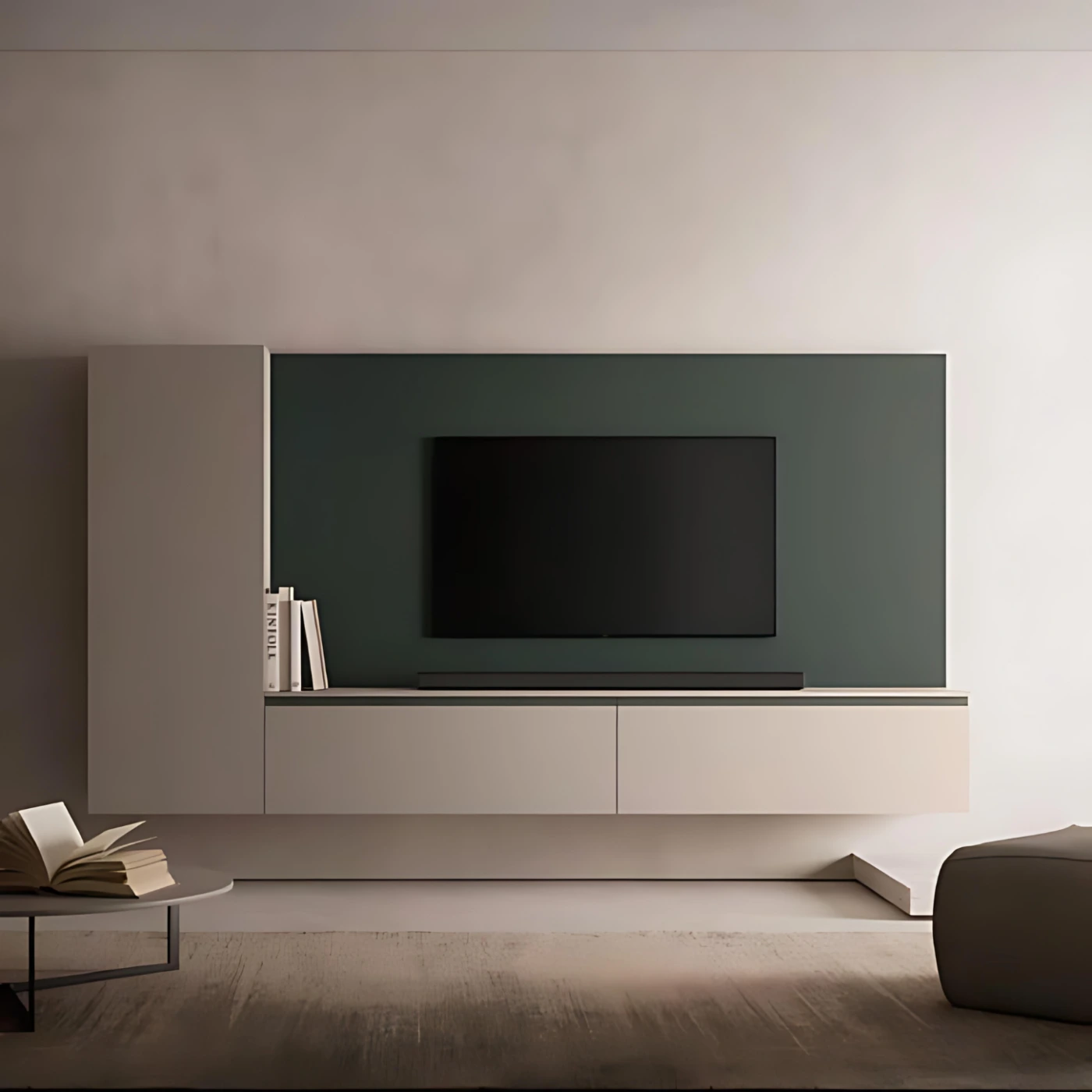 Parete attrezzata SKT6 Tomasella, Materico opaco Arena, Laccato Bosco