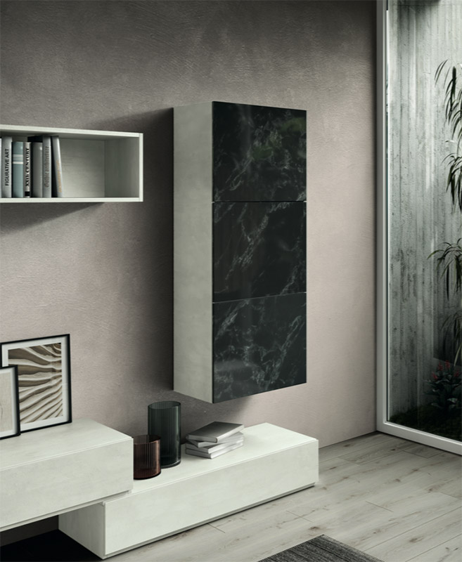 Soggiorno moderno Bozzolo composto da parete attrezzata e madia sospesa 