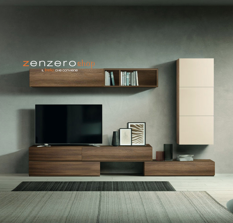 Parete attrezzata Toi 270 in finitura Quercia brown e Terra opaco