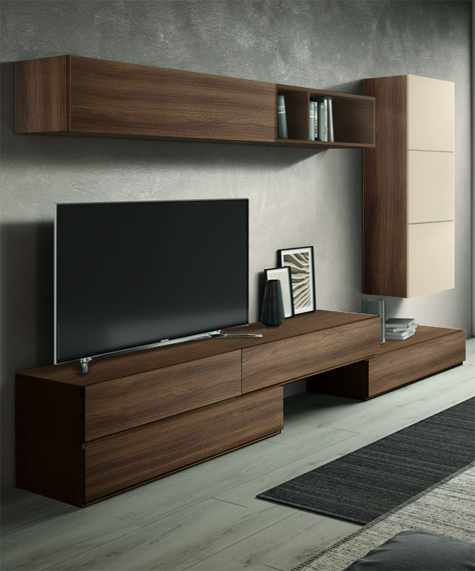 Parete attrezzata Toi 270 in finitura Quercia brown e Terra opaco