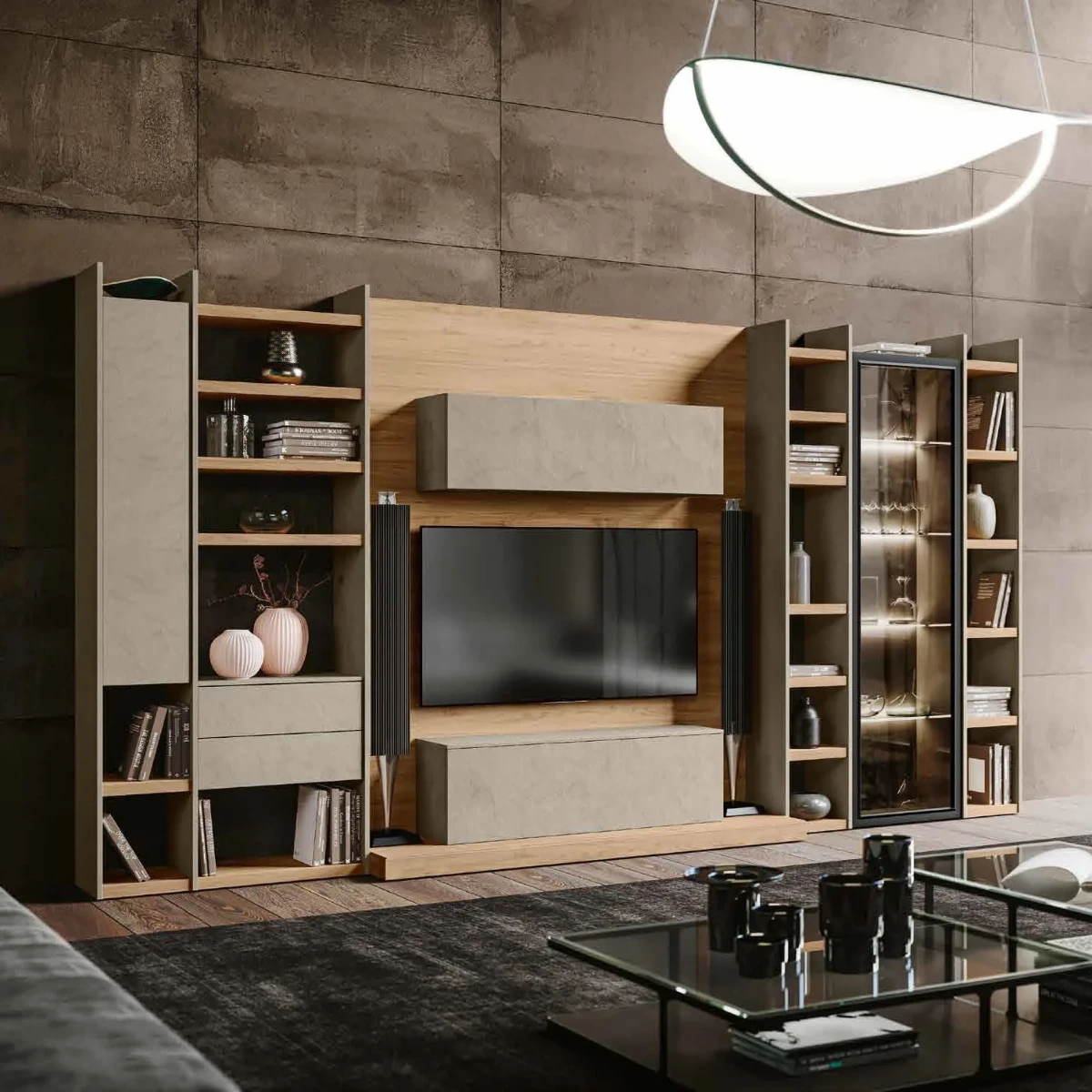 parete moderna con vetrina fumè