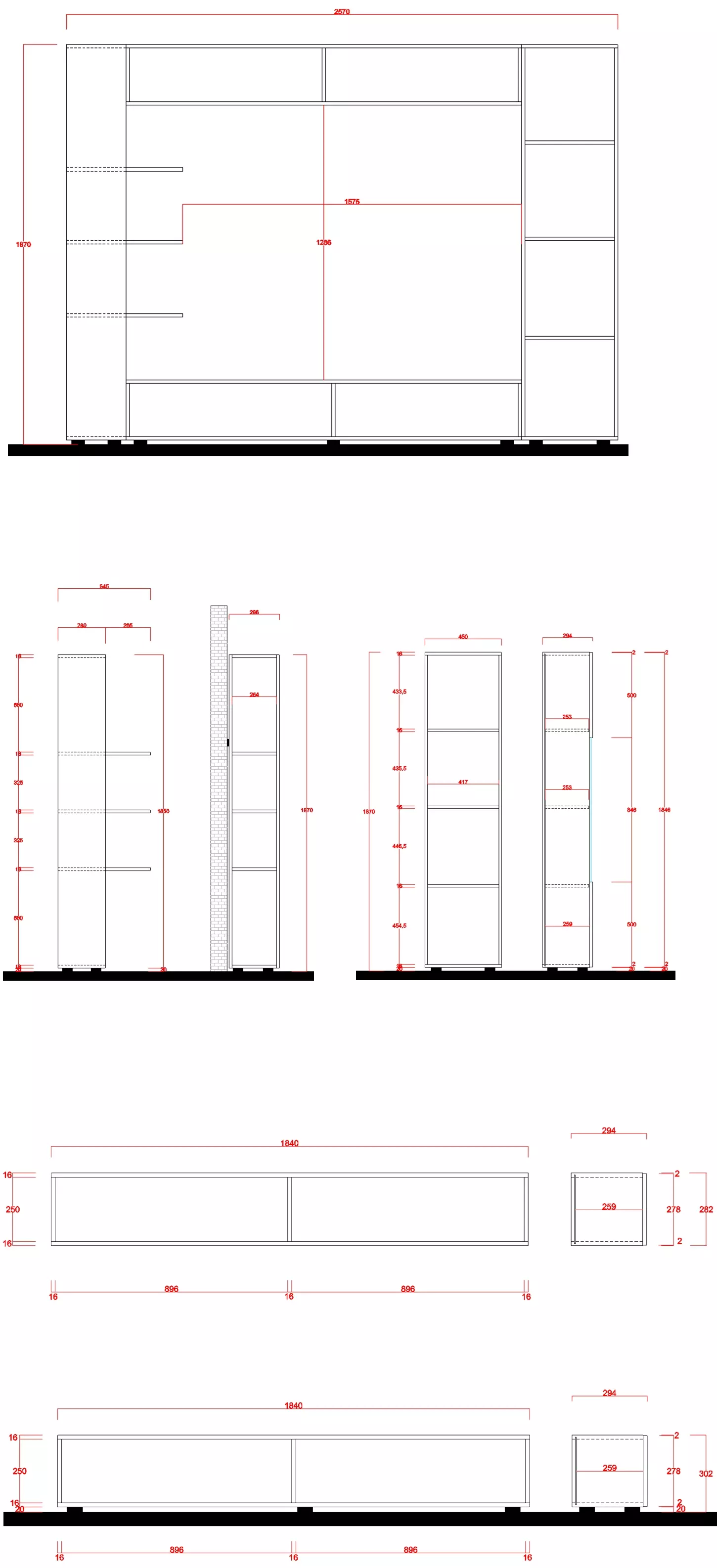 Soggiorno Zenzero, parete attrezzata con ribalta, vasistas e colonna con vetrina, finitura bianco lucido