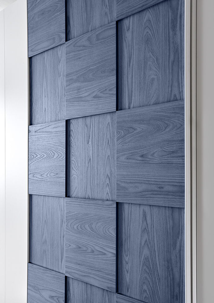 Camera completa con letto pannello curvo blu e con armadio Miss H.230