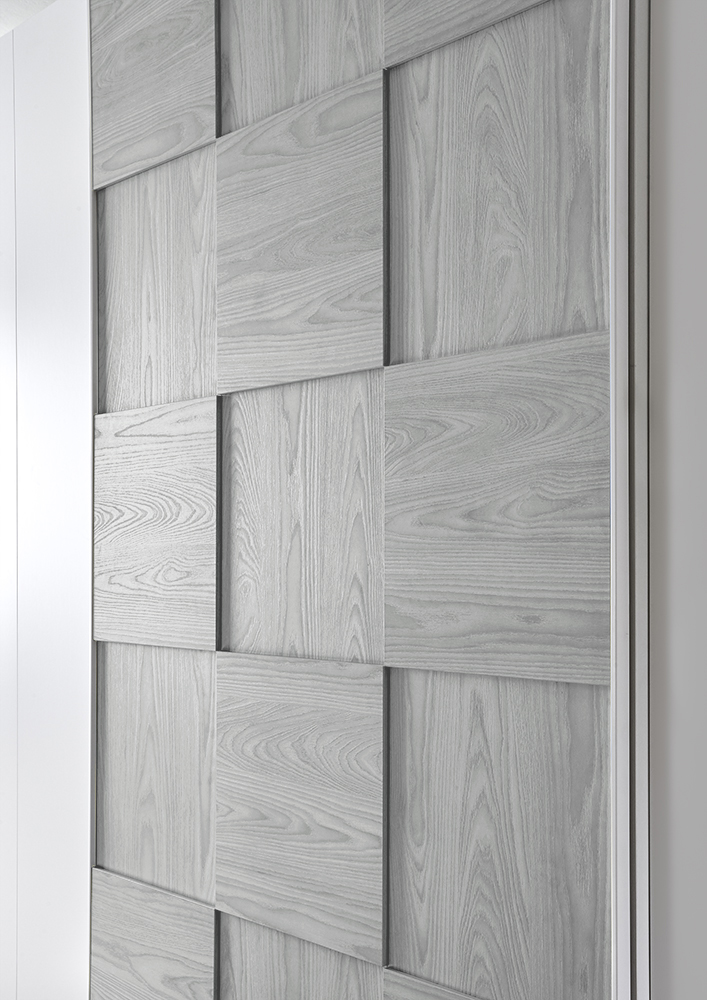 Camera completa con letto pannello curvo grigio e con armadio Miss H.230