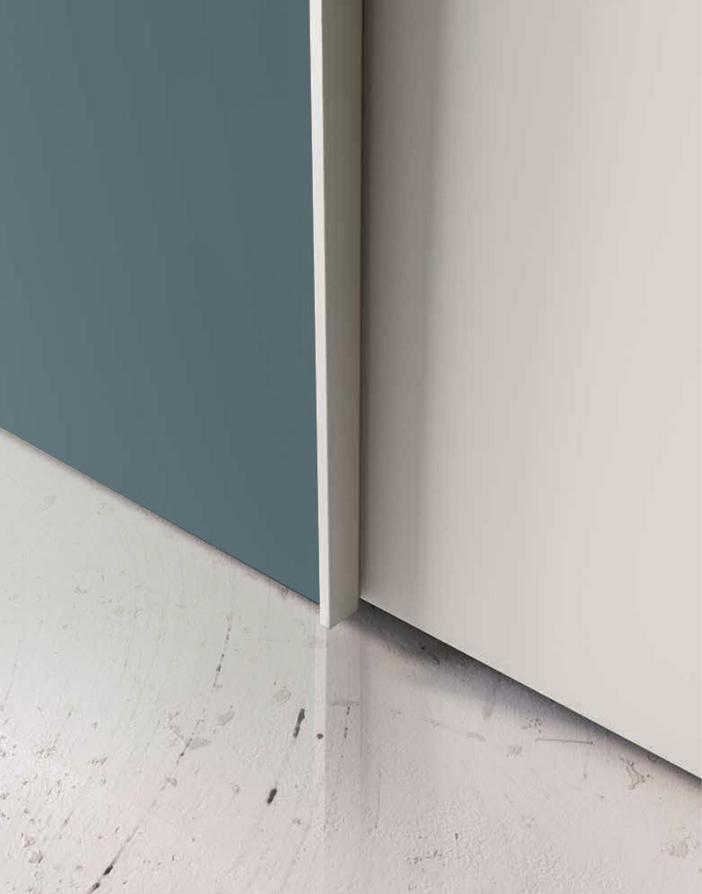 Armadio scorrevole a 3 ante , Noce Moro, Petrolio e Grigio Seta Zenzero Shop