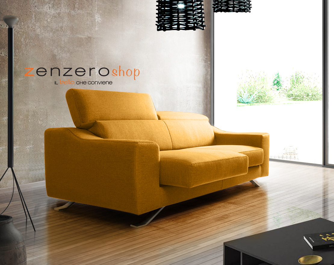 Divano moderno Halti, 3 posti, colore Corallo, made in Italy