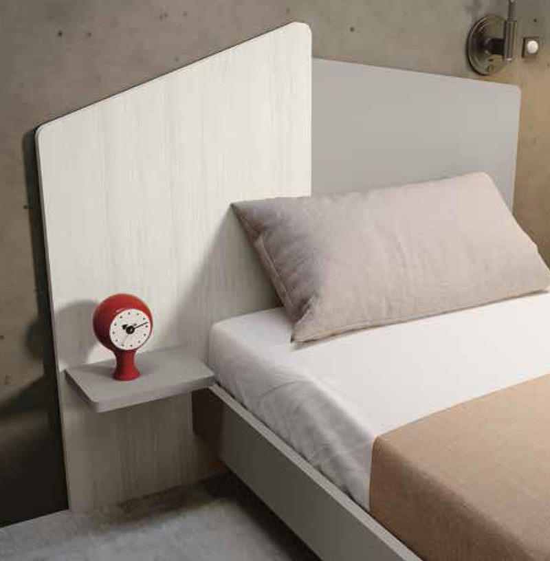 Cameretta 2 letti singoli, finitura Bianco altea, Carta da zucchero e Grigio seta