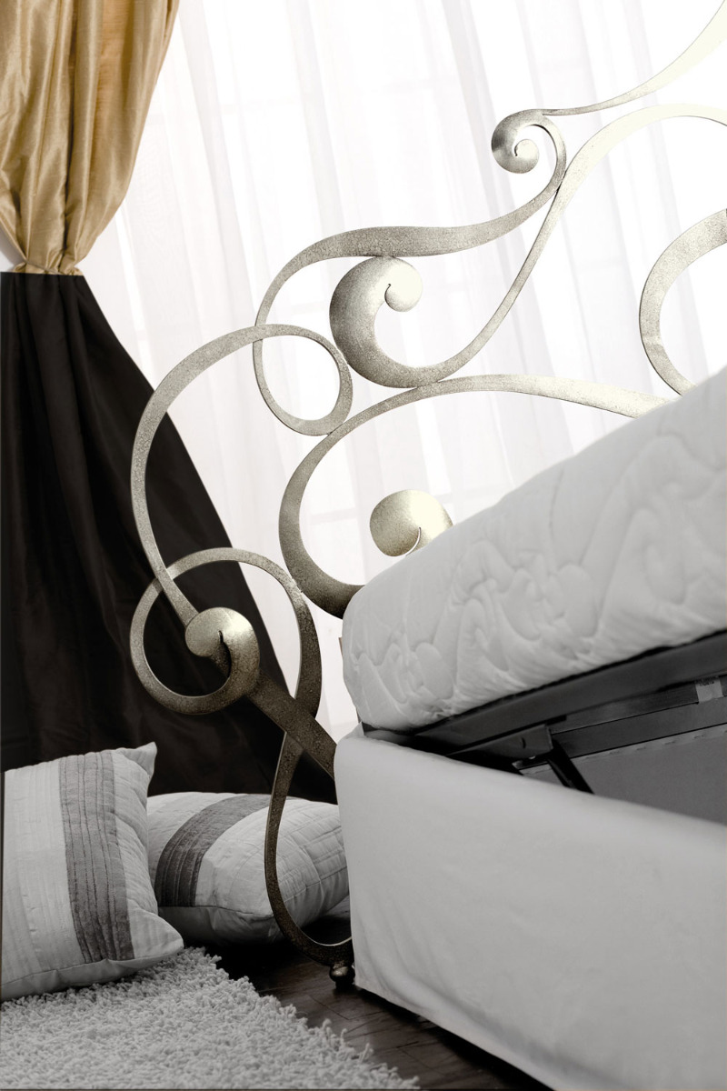 Letto in ferro matrimoniale, Marrone anticato Oro