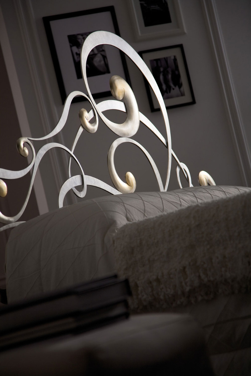 Letto in ferro matrimoniale, Marrone anticato Oro