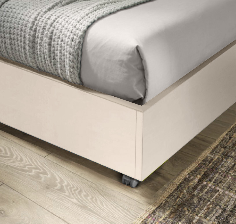 Letto 140 x 200 sommier con ruote Moretti Compact, finitura Champagne