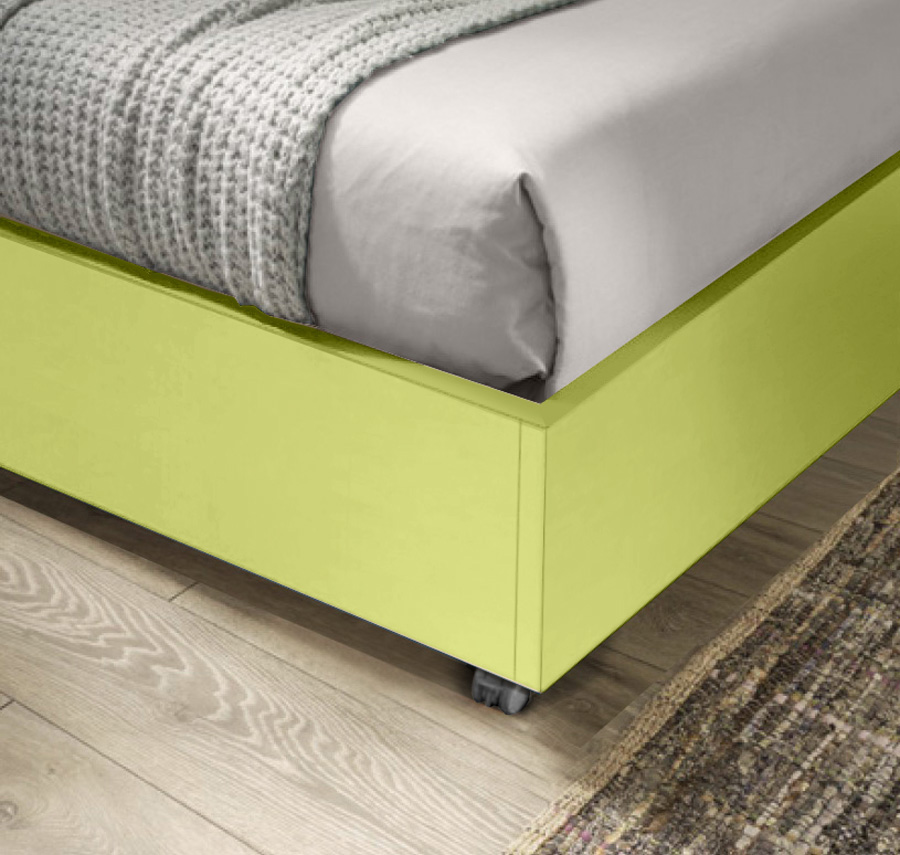 Letto sommier 140x200 con ruote Moretti Compact, finitura Verde cedro