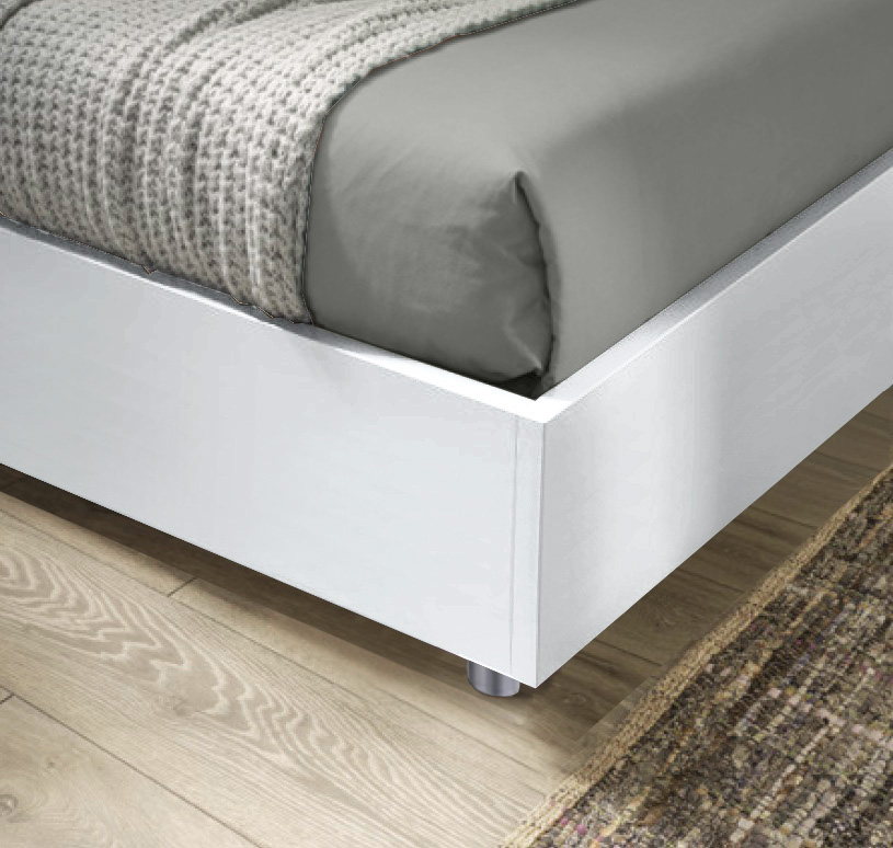 Letto sommier matrimoniale, finitura Bianco luce