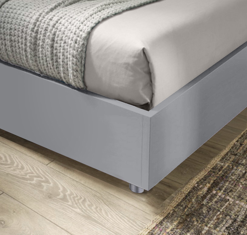 Letto sommier king size, finitura Grigio alluminio