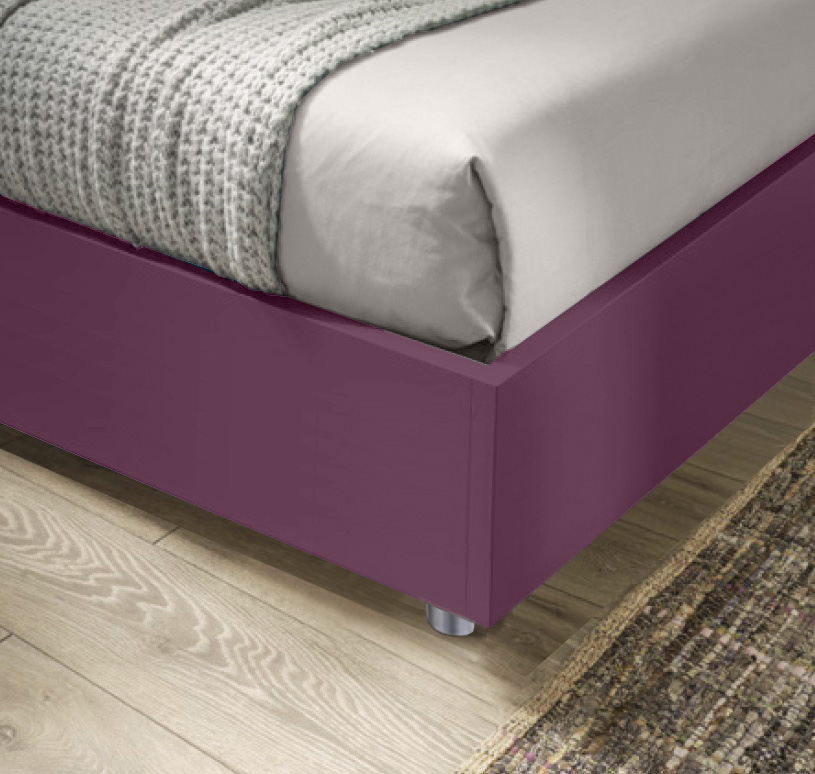 Letto king size sommier, finitura Lampone