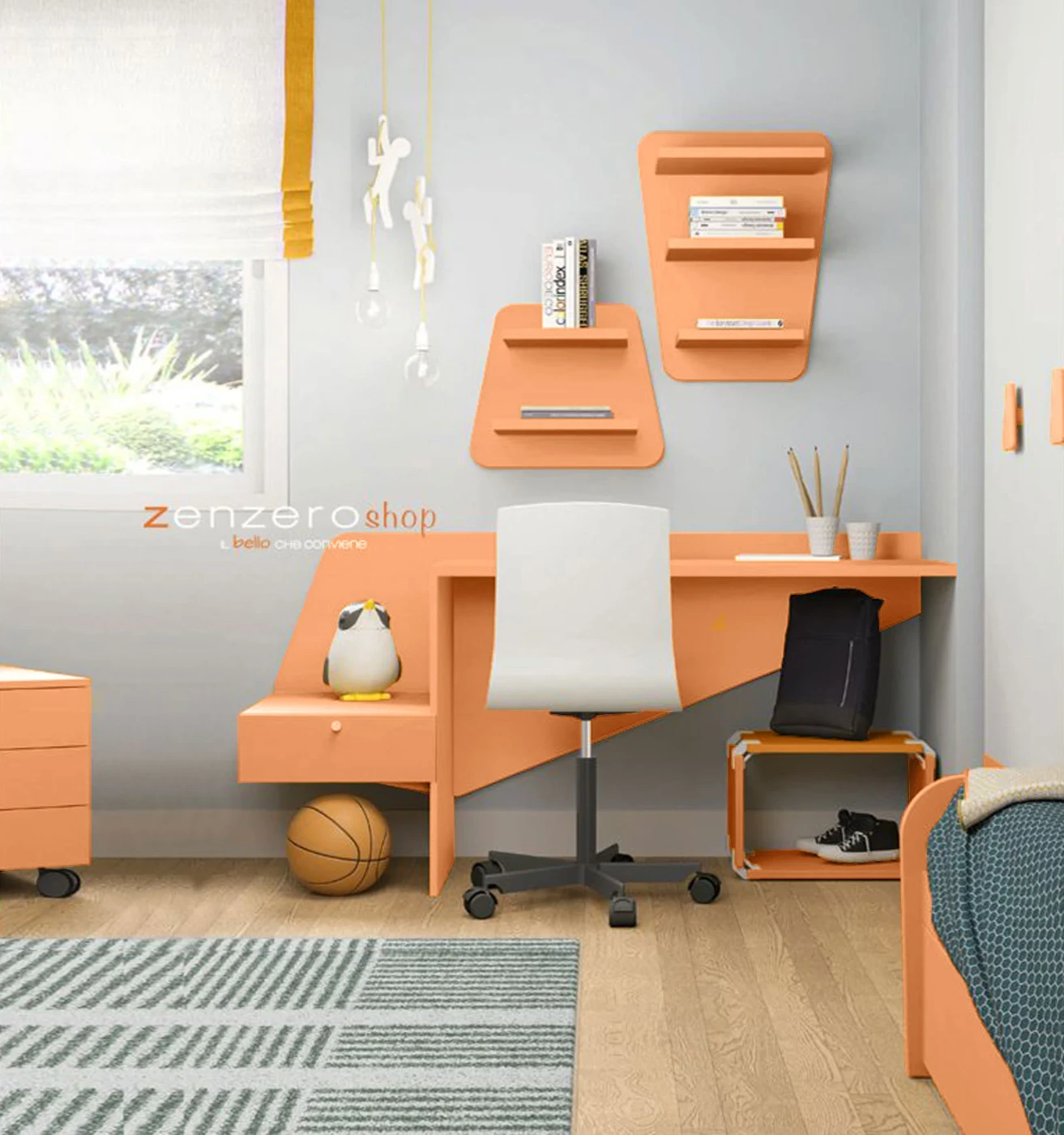 Scrivania Alpa per camerette in finitura Papaya