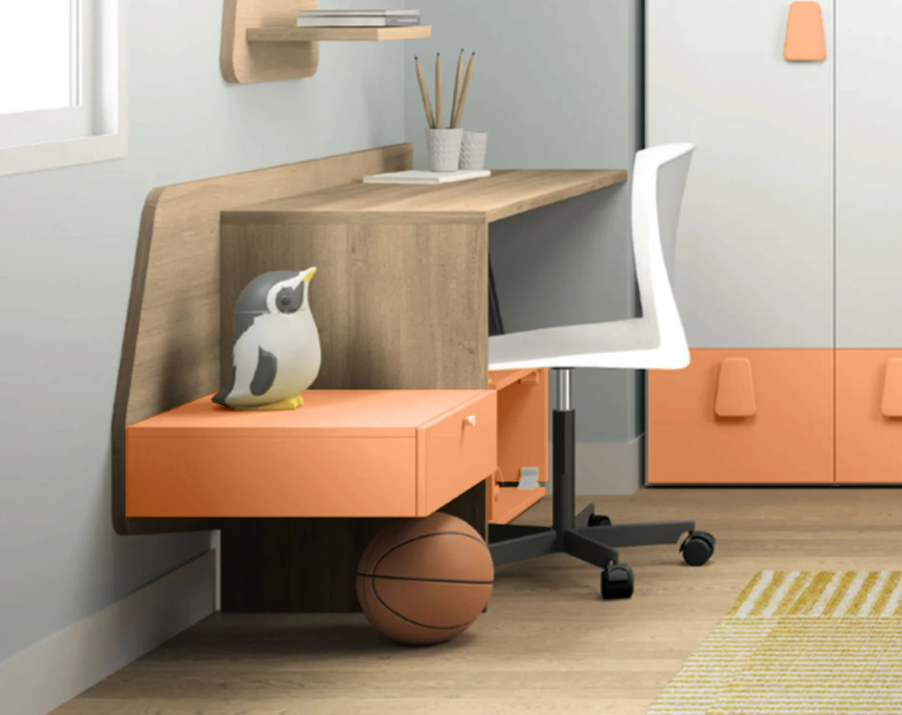 Scrivania Alpa per camerette in finitura Papaya