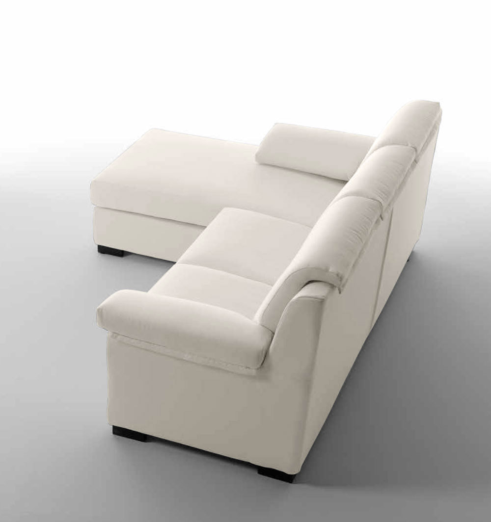 Divano Ginevra a 3 posti con penisola, tessuto Bianco