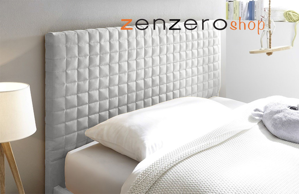 Cameretta moderna con letto imbottito e armadio  vertigo grigio H.230