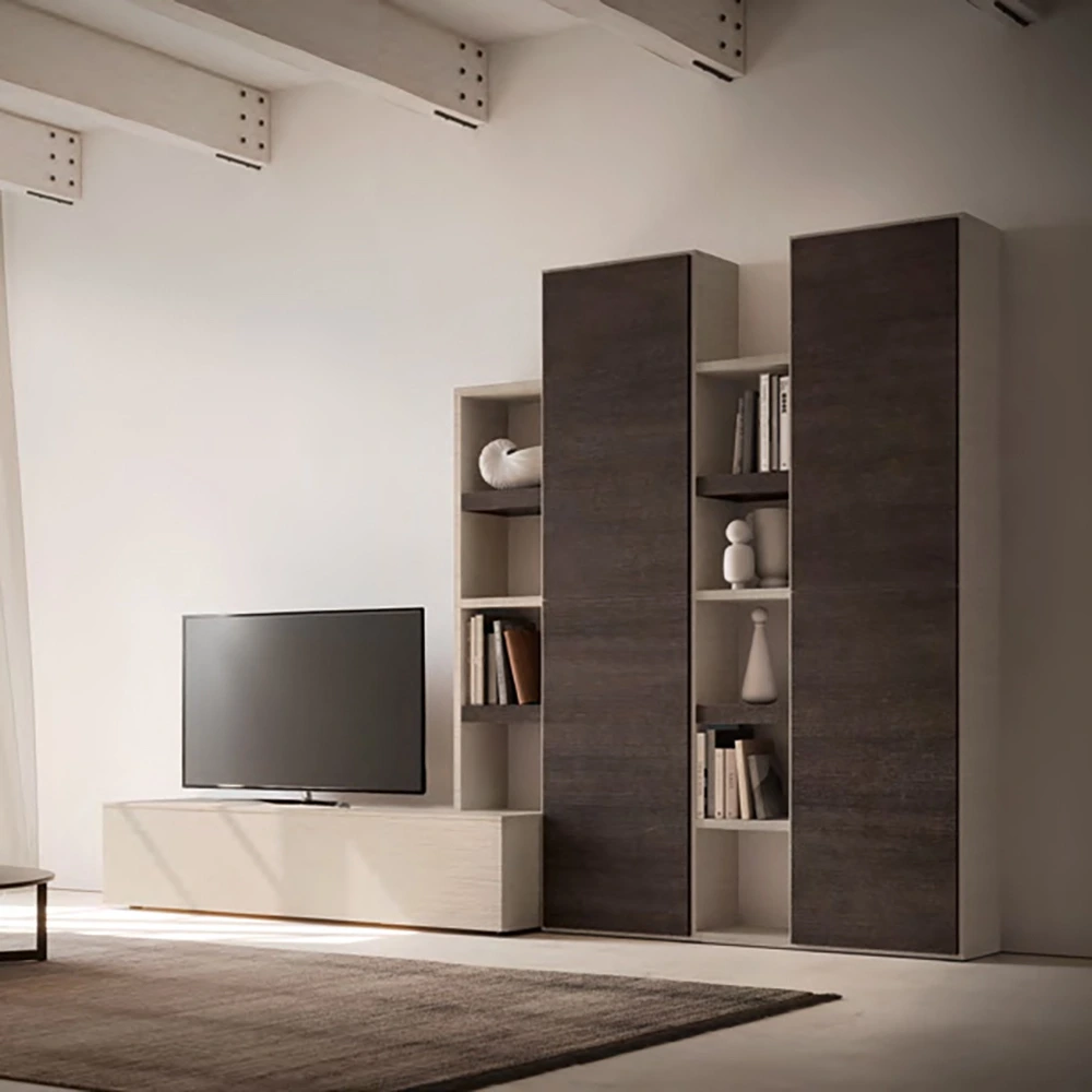 Parete attrezzata Tomasella SKT30, Lino e Rovere moka