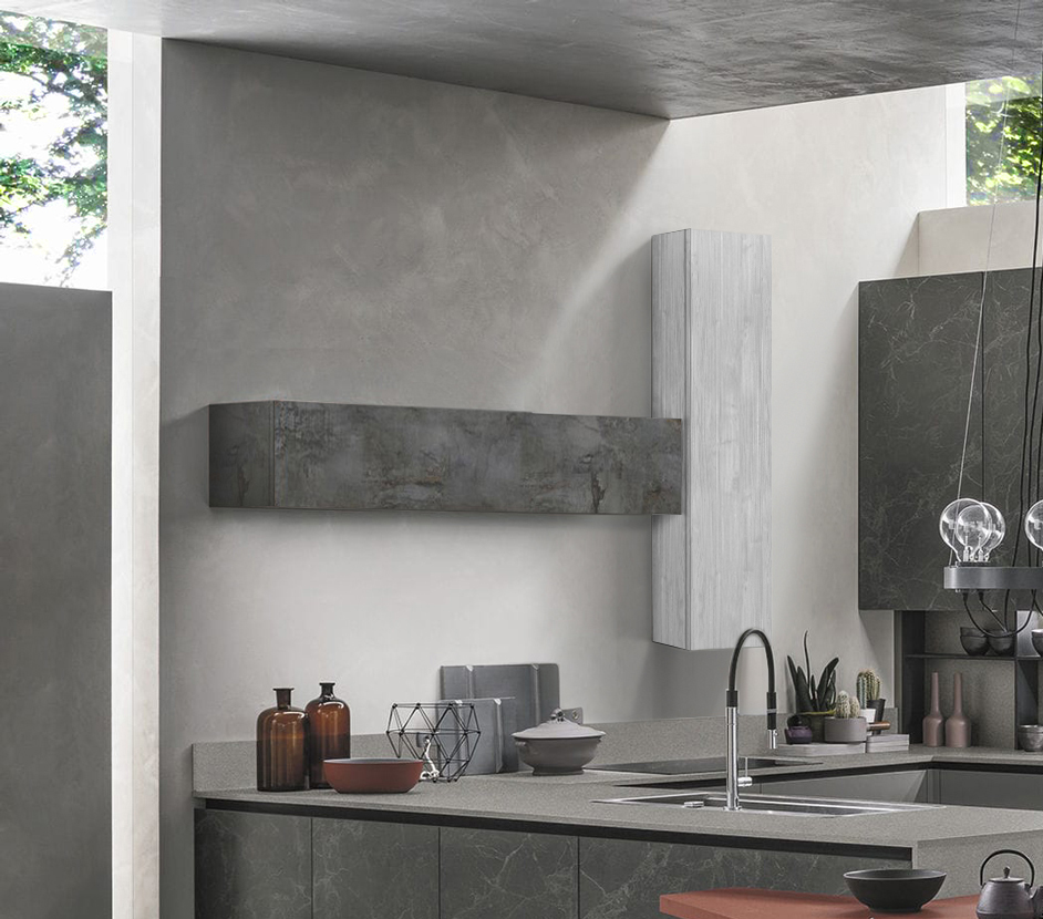 Pensile per cucina sospeso, Grigio artico