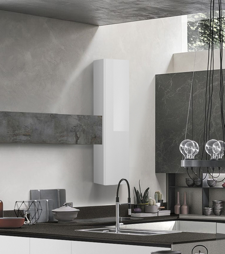 Pensile per cucina sospeso, Bianco lucido