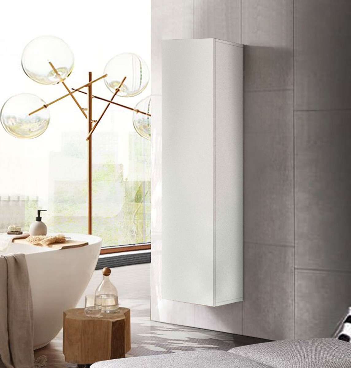 Colonna da bagno sospesa, finitura Gesso