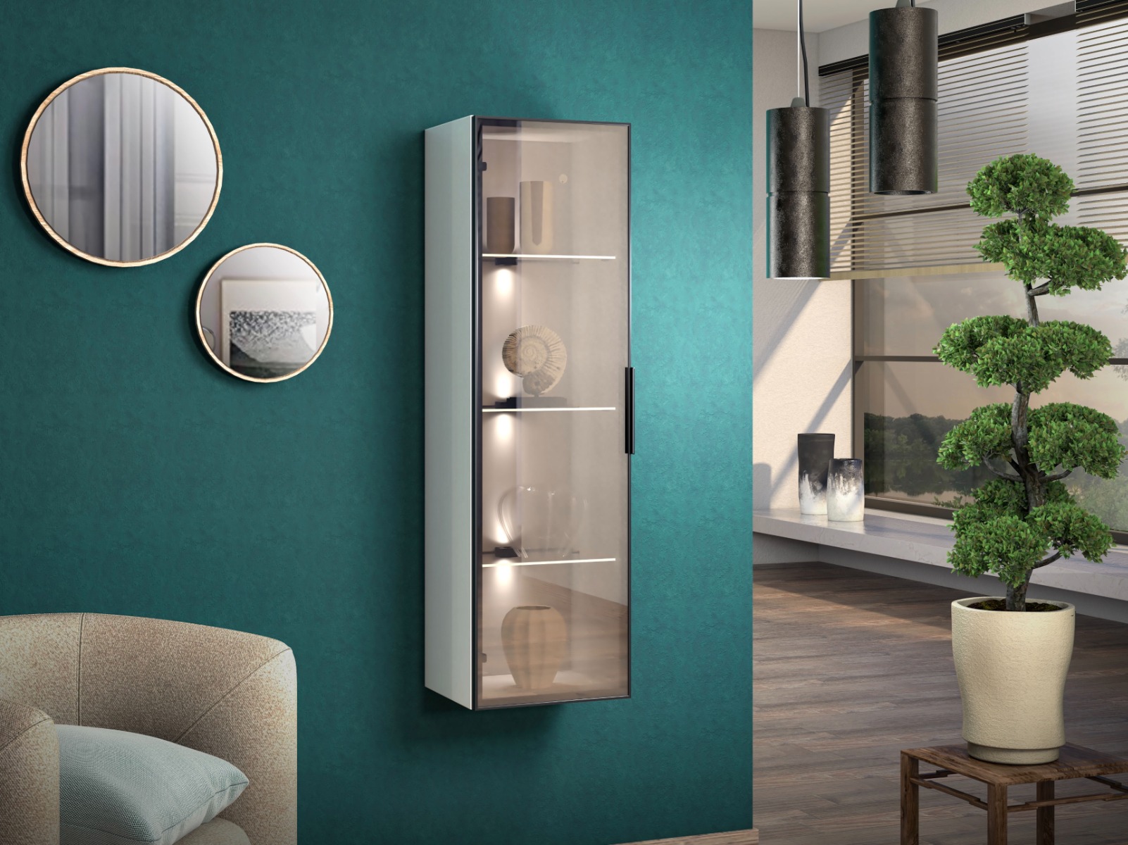 Pensile verticale appeso, finitura Bianco lucido 