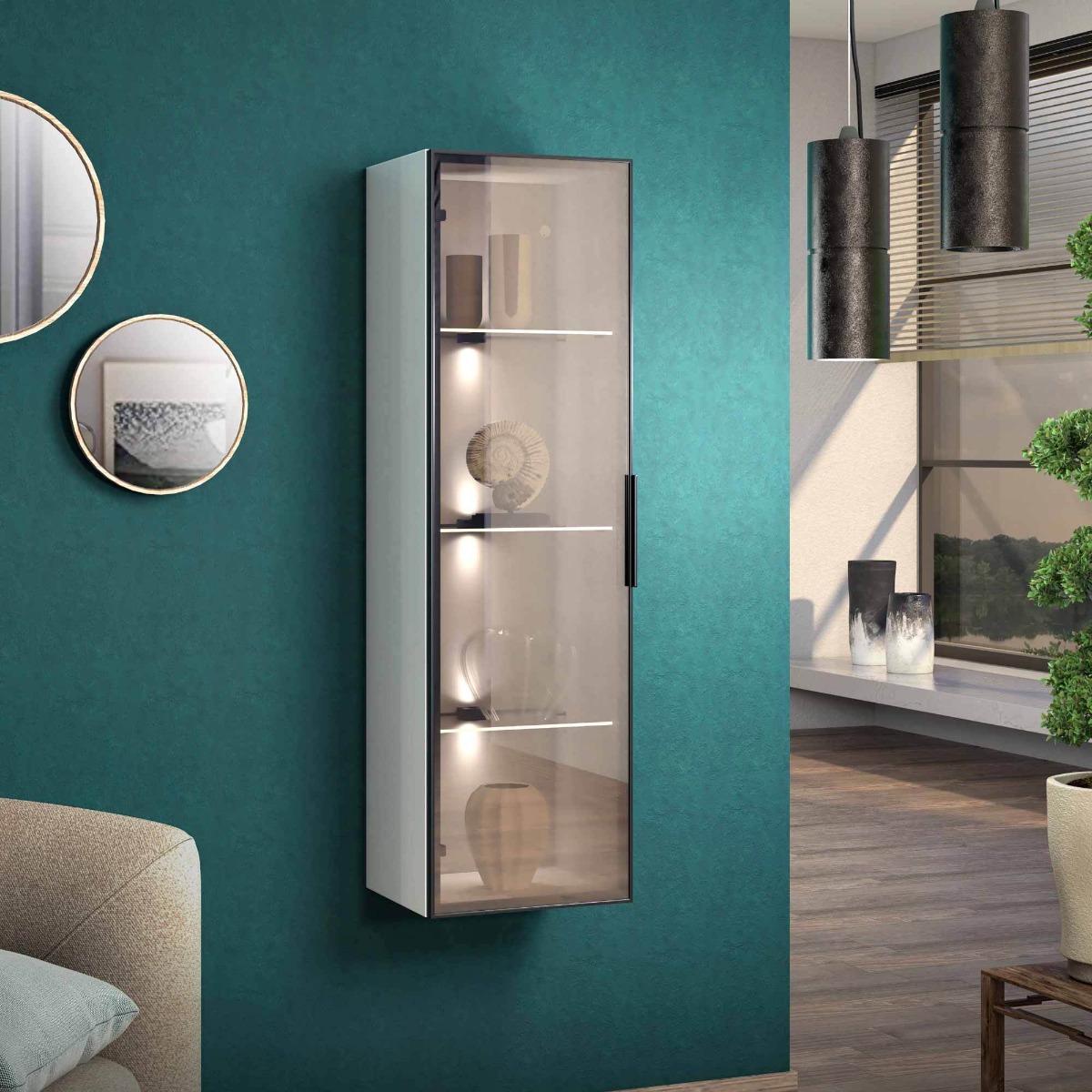 Pensile verticale appeso, finitura Bianco lucido 