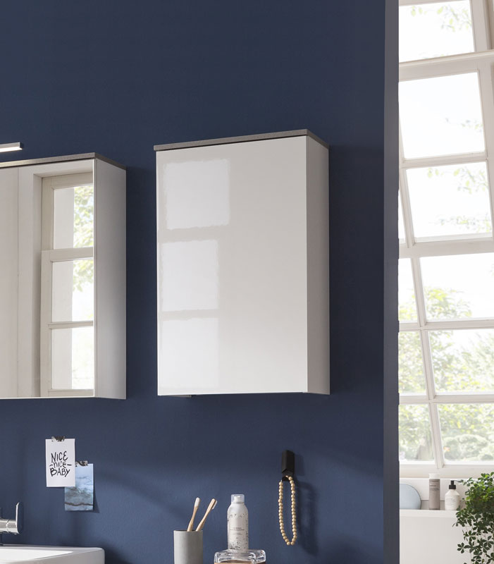 Mobiletto bianco Laccato e top Grigio Cemento da bagno