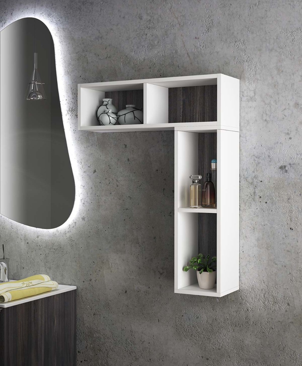 Mobile bagno con lavabo, 1 cestone finitura Olmo rodano