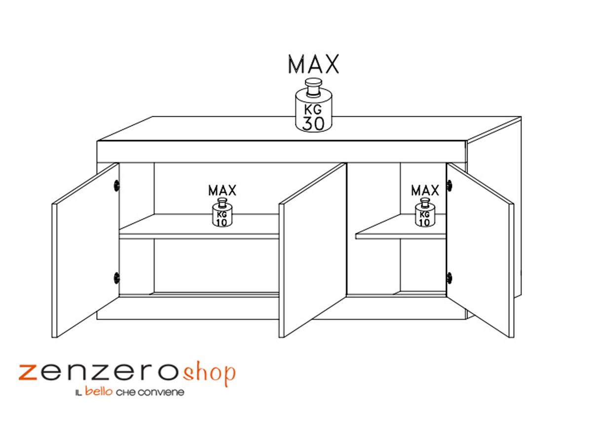 Madia moderna nera e pero, 3 ante