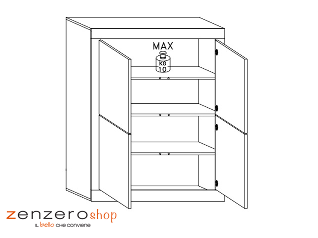 Credenza Moderna Effetto marmo, Madia di Design, 4 ante Alta, Made in Italy