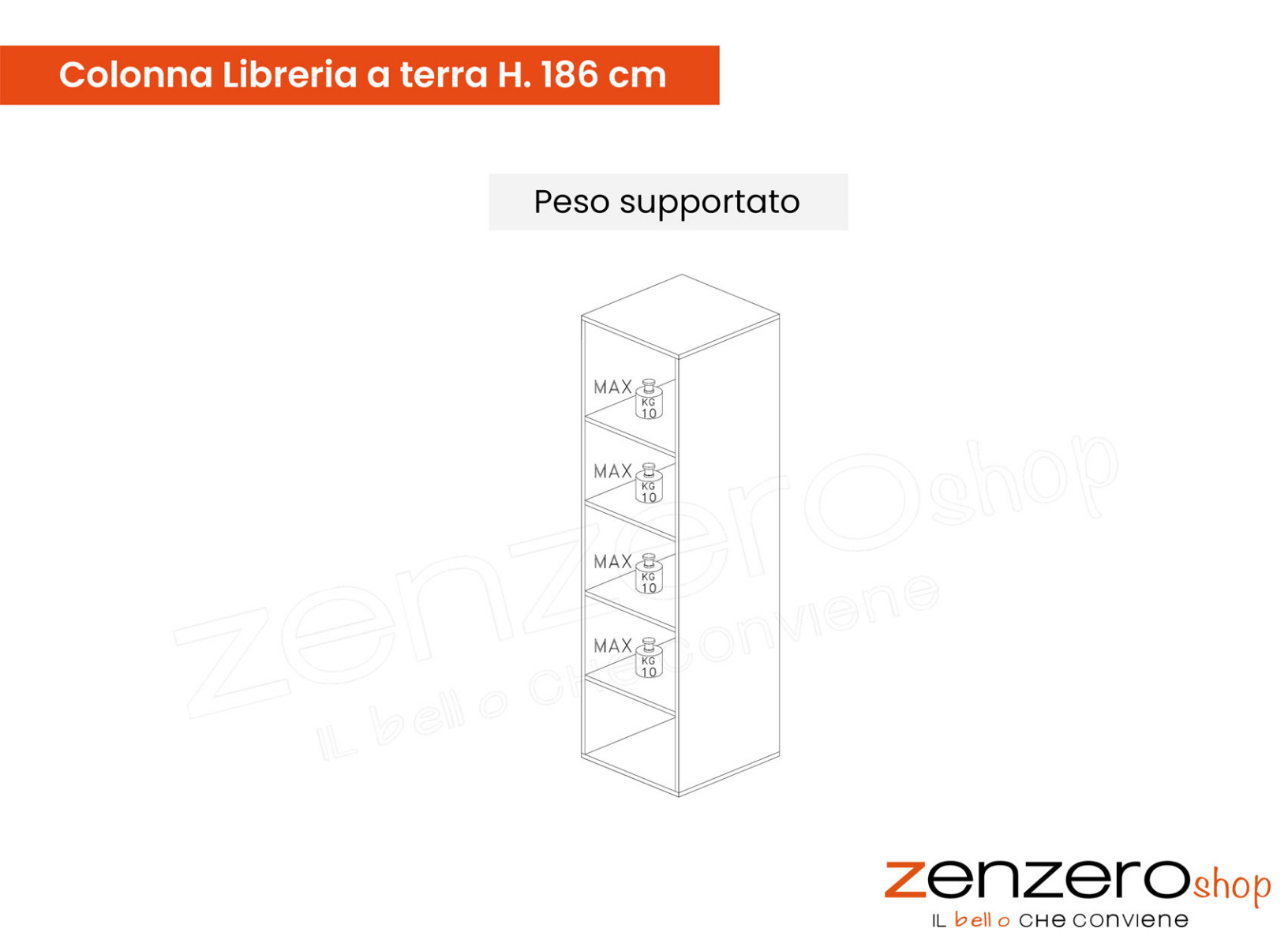 libreria con ripiani grigi