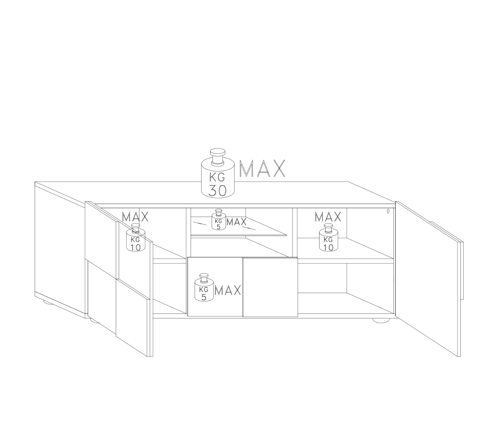 Porta TV di Design Rovere Samoa a due ante e un cassetto