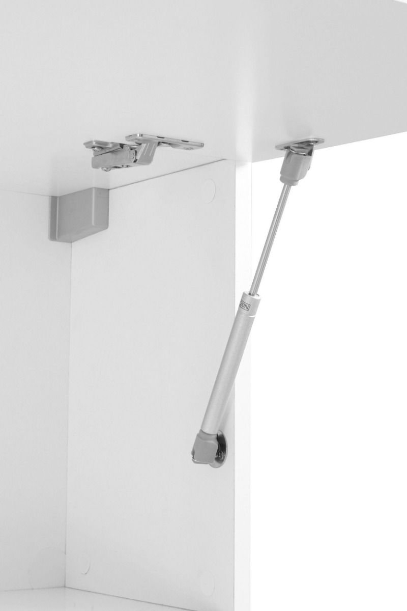 Parete attrezzata di design con vetrina L.280 cm, finitura Bianco lucido 