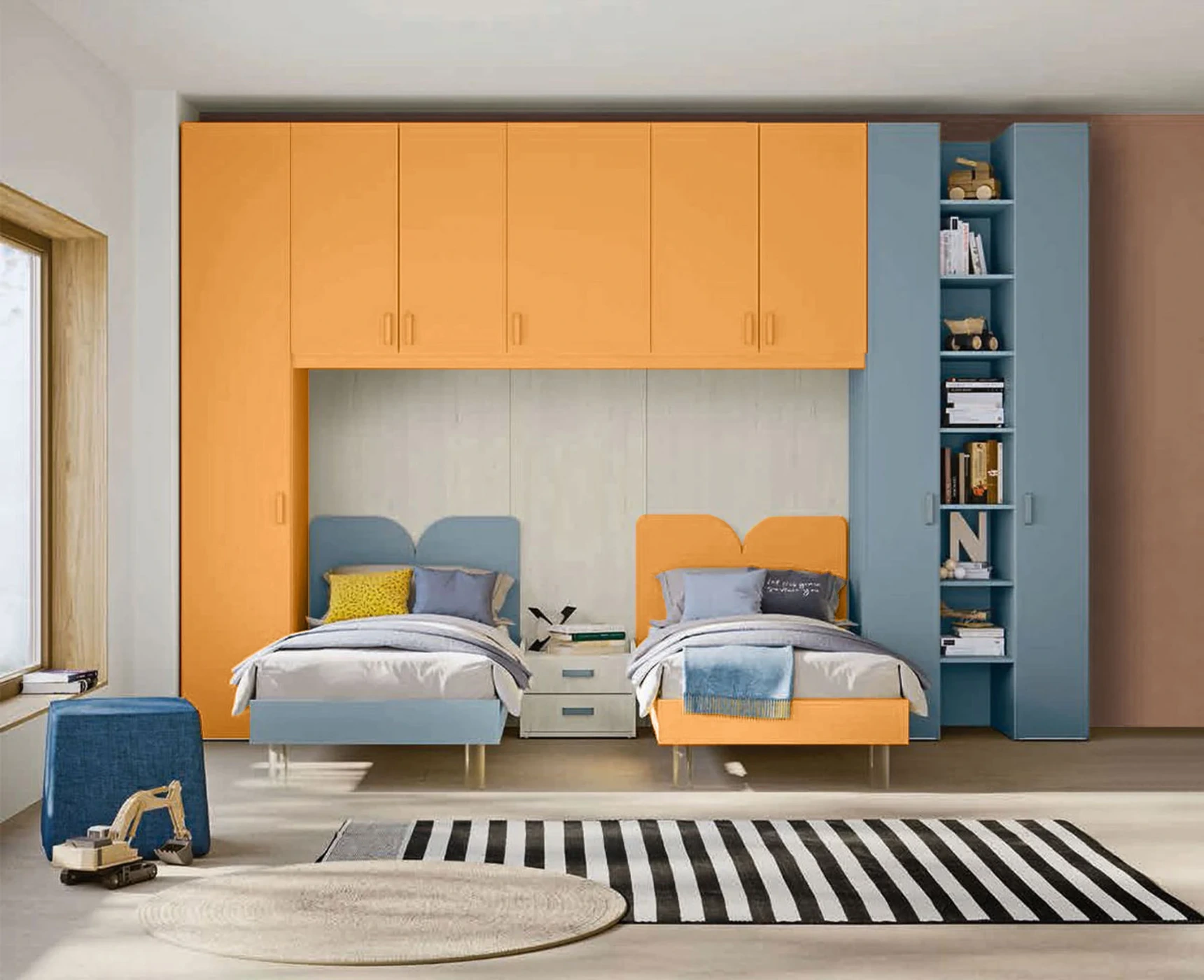 Armadio ponte con libreria, Miele e cadaques