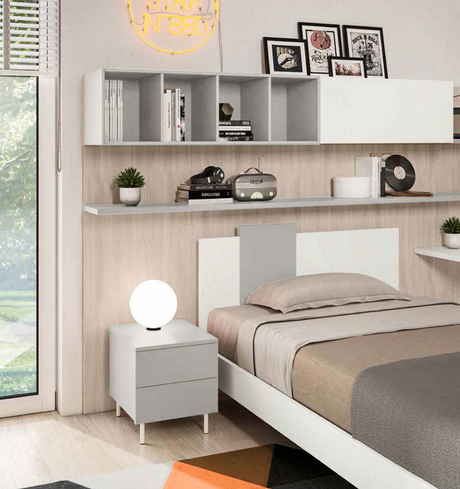 Letto una piazza e mezza POP 02, finitura Verde Salvia e Bianco