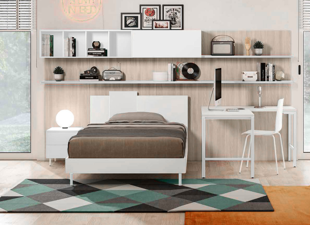 Letto una piazza e mezza POP 02, finitura Verde Salvia e Bianco