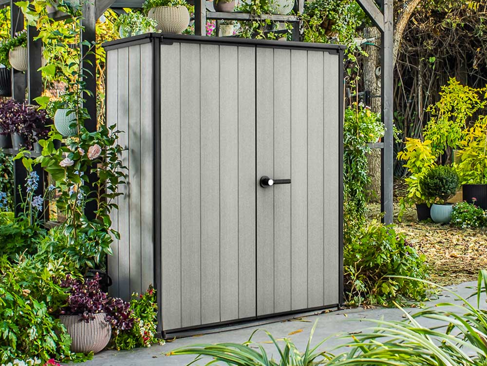 Baule da esterno Quercia, porta attrezzi per giardino, capacità 1400L