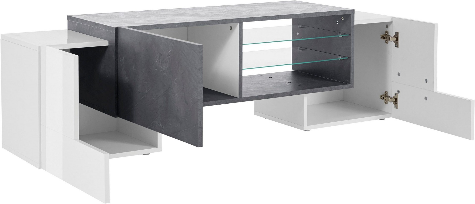 Mobile tv L.150 Grigio Ardesia e Bianco lucido