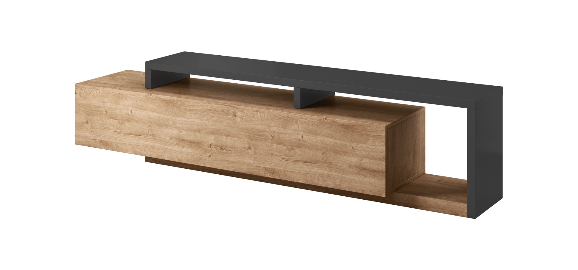 Mobile porta TV living, antracite e rovere rustico