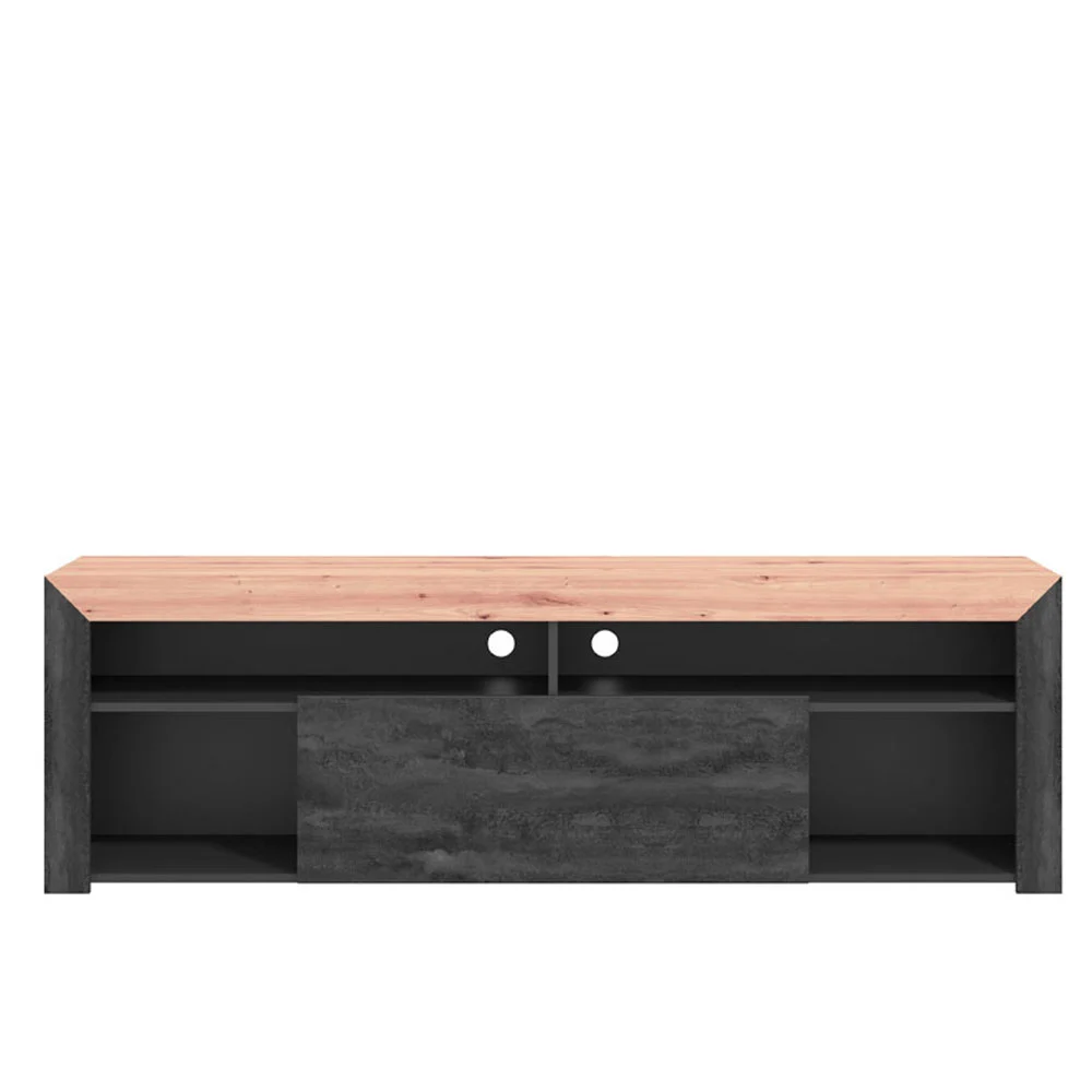 Porta tv in finitura Nero carbone e Rovere Zenzero Shop