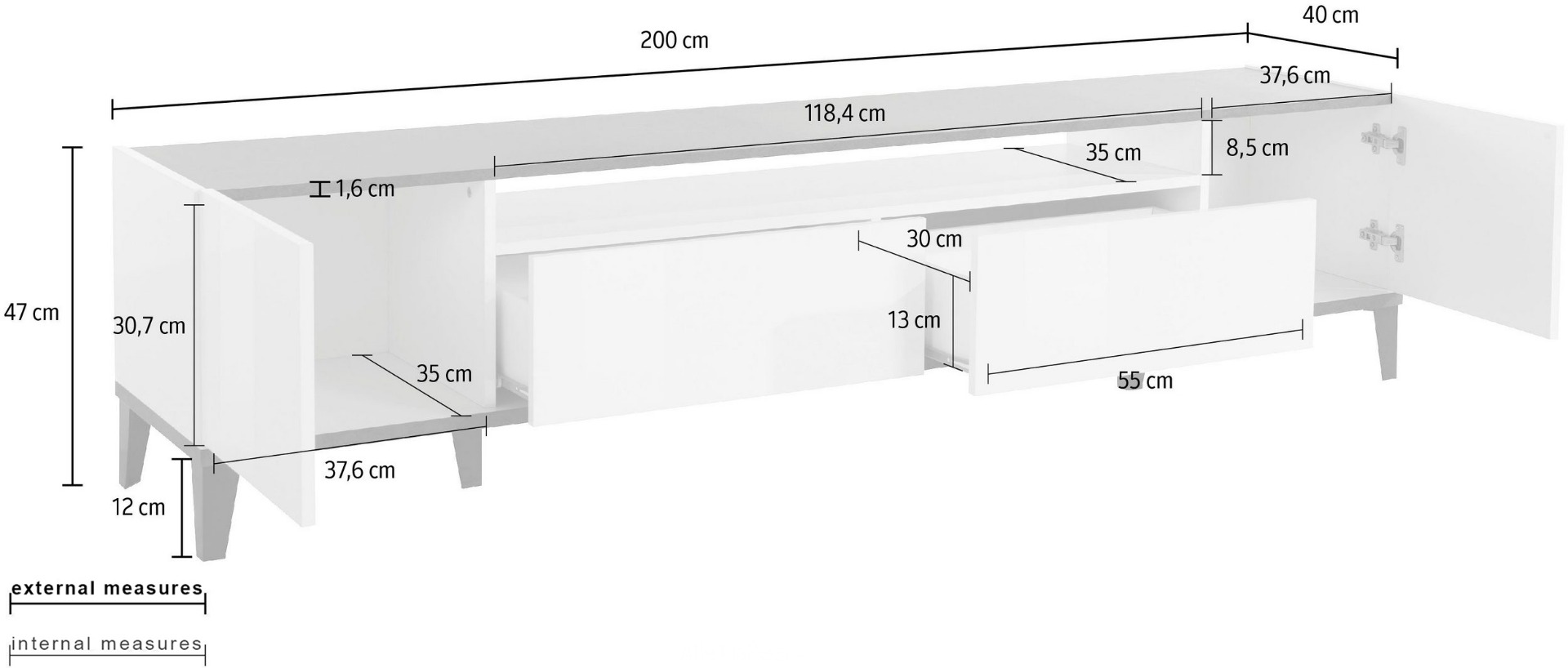 Mobile Tv Bianco lucido e Pero