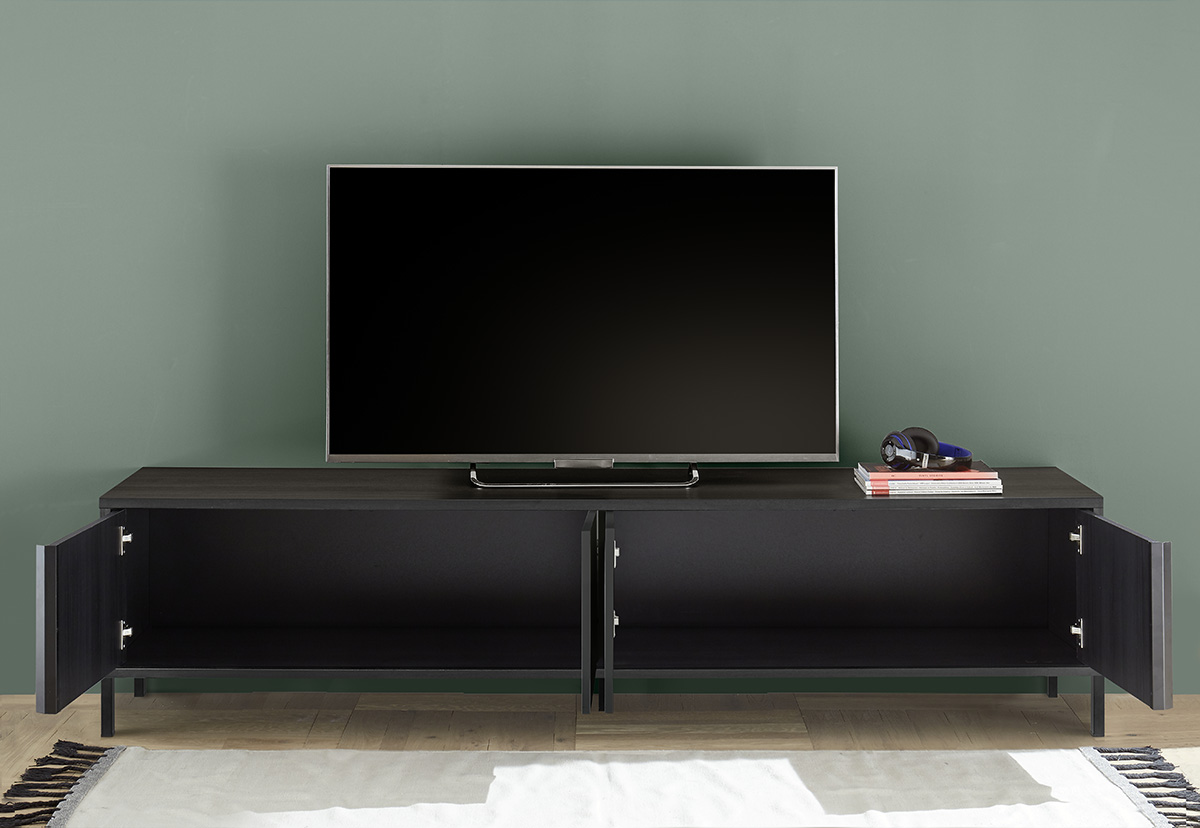 Mobile porta TV, stile moderno, finitura frassinato nero