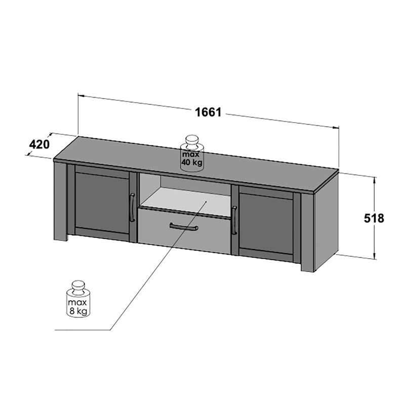 mobile televisione funzionale grigio