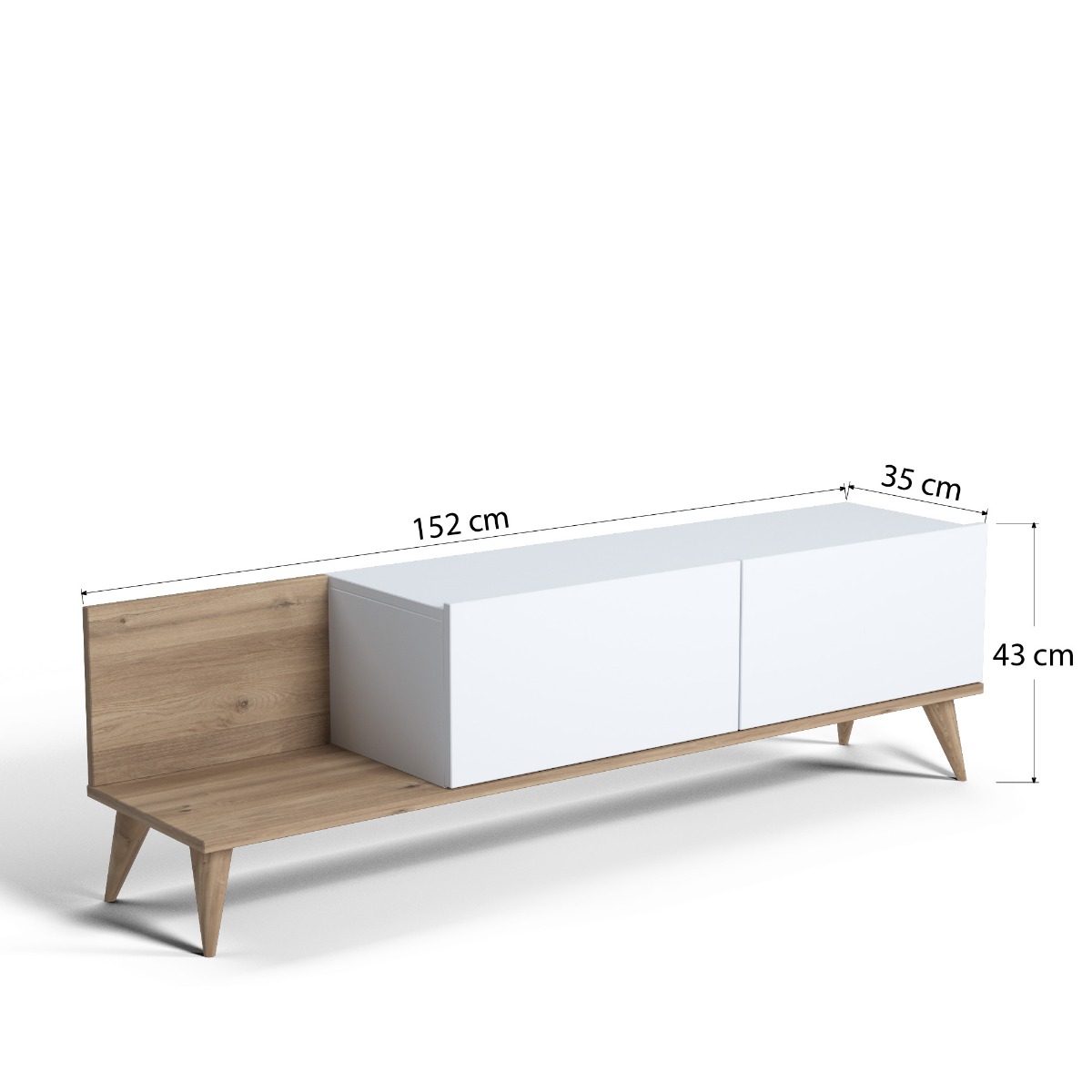 Mobile Tv Ankara a 2 ribalte, Bianco e rovere